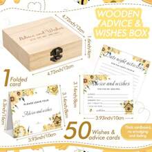 51 Pcs She Found Her Honey Wedding Advice And Wishes Cards With Wooden Box For The Mr And Mrs Bridal Shower Decorations Games For Bride Groom Reception - Bee - View 3
