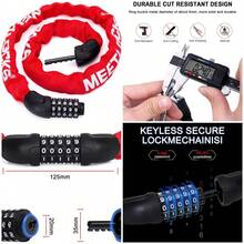 Cerradura de cadena de bicicleta de color rojo, combinación de 5 dígitos de 3.3 pies, bloqueo antirrobo, resistente y reiniciabl - como en la foto - Ver 1