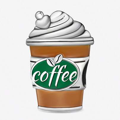 1pc Fashionable Coffee Cup Beaded Pendant, Suitable For Women's Bracelet/Bangle DIY Jewelry Making And Daily Outfit Accessory, Ideal For Girls To Wear