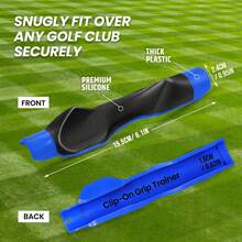 Right-Hand Golf Grip Trainer Practice Grip Corrector Proper Hand Position Muscle Memory Builder Consistent Swing Training Aid Anti-Slip Rubber Ergonomic Design Easy Install Fits Most Club Grips Drivers Woods Irons Hand Placement Adjustment - Blue - View 3