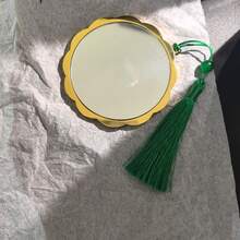Palace Museum Cultural And Creative Products, Dunhuang-Style Caisson Ceiling, Exquisite Portable Makeup Mirror For Women, Ancient Style Portable Souvenir. - Green - View 5