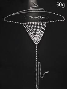Cadena corporal tipo tanga con perlas, cadena de cintura de bikini sexy estilo europeo-americano, accesorio de moda para fiestas y clubes - Ropa interior de perlas - Ver 3