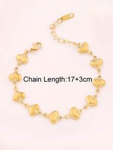 1件装不锈钢镂空心形手链，女士时尚18K镀金简约防水链手链，珠宝礼品 - 手鍊 - 查看 6