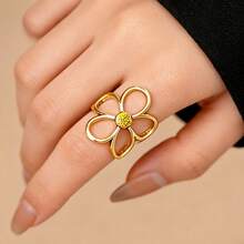 1. 小众设计夸张雏菊戒指，简约高端，开口式设计，时尚百搭的食指戒指 - 彩色 - 查看 2