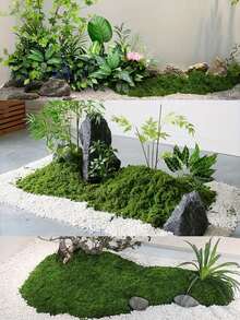 1片逼真仿真苔藓，适用于DIY工艺品和家居装饰 - 栩栩如生的绿色植物草，DIY仿真苔藓微景观布局，逼真的仿真绿植 - 套装，防褪色仿真苔藓装饰，适用于室内盆栽植物、仿真苔藓工艺品、DIY仿真苔藓装饰，适用于微景观和婚礼装饰 - 彩色 - 查看 8