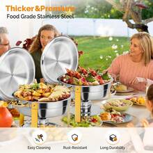 5L Premium Stainless Steel Buffet Server Set - Full Heating Tray - Suitable For Parties, Weddings, Catering Events, Graduation Seasons - Round Furnace - 5L - View 6