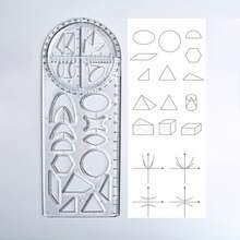 1 pieza Regla multifunción, regla de dibujo geométrico, regla de función especializada para estudiantes, juego de reglas universales, regla de dibujo de papelería, juego de papelería de transportador geométrico giratorio de matemáticas - gobernante - Ver 2