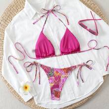 SWEET SECRET NEW 2-Piece Bikini, Triangle Top With Adjustable Halter Straps, Eye-Catching Animal Print, Ideal For Parties And Beach And Pool Holidays - 紅色 - 查看 5