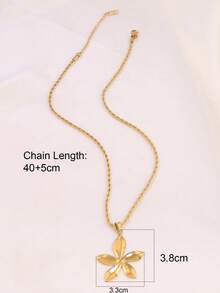 1件装不锈钢花朵吊坠项链 时尚18K镀金饰品项链 女士防水首饰 - 項鍊 - 查看 7