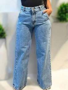 Women's Wide Leg High Waisted Jeans With Butt Lifting Pant - quần jeans marmorizado - Xem 1