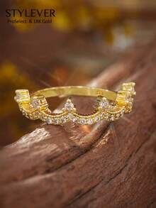 Nhẫn STYLEVER mạ vàng 18K hình vương miện, quà tặng sinh nhật và phụ kiện hàng ngày cho nữ. - Vàng - Xem 1