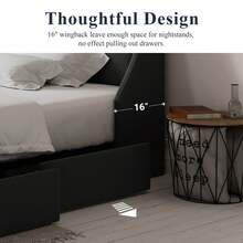 Allewie Full/Queen/King Size Bed Frame With 4 Storage Drawers And Wingback Headboard, Button Tufted Design, No Box Spring Needed, Dark Grey - 深灰色 - 查看 4