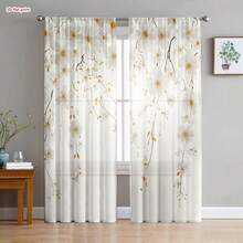2 Stück/Set Frühlings Blumen Moderne Kunst Dekorative Vorhänge, Halbtransparente Vorhänge für Wohnzimmer, Schlafzimmer, Heimdekoration - Verschiedenfarbig - Übersicht 11