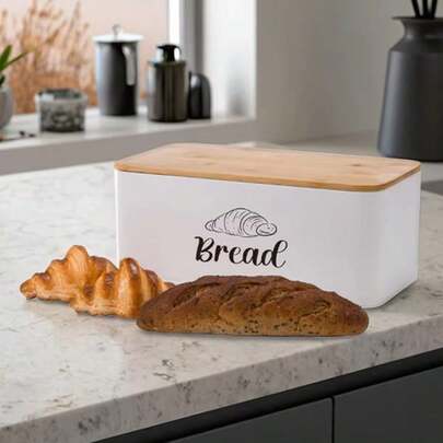 2 pezzi Scatola del pane in stile vintage country in metallo, contenitore per la conservazione del pane nero con coperchio tagliere, portapane vintage per il bancone della cucina, dispensa e frigorifero - mantiene il pane fresco