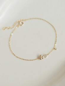 1 Peça Pulseira de Flor de Rosa Doce e Fofa em Prata 925, Colar Pendente Floral Adorável, Presente de Aniversário para Melhor Amiga, Lembrança Atenciosa para Festa - Rosa - Visão 7