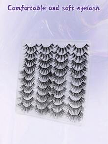 (20 Pairs,5 Styles) Large Volume Wholesale Luxurious Faux Mink Lashes Natural Look Wispy Fluffy Handmade Cat Eye False Lash Pack, False Eyelashes Set, Fake Lashes Strips, Makeup Fake Eyelashes Pack - Black - View 4