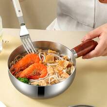 1件装不锈钢胡桃木手柄厨具 - 易于清洁，可重复使用，适用于制作酱汁和牛奶，也适用于婴儿辅食、汤、酱料 - 经久耐用的厨房厨具，符合人体工程学手柄，婴儿辅食厨具，优雅的厨房用品，耐用的厨房用品 - 彩色 - 查看 2