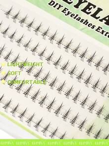 100 racimos de pestañas inferiores, rizo C, ojos manga naturales segmentados, banda transparente, pestañas individuales para extensión de maquillaje diario DIY en casa, suaves y fáciles de usar - C - Ver 8