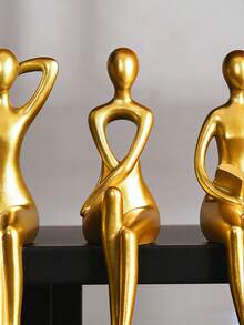 Minimalist Gold Home Decor Thinker Sculpture, Modern Bookshelf Small Sculpture Suitable For Living Room Decor, Resin Abstract Art Collectible, Suitable For Office And Bedroom Desk - Multicolor - View 5