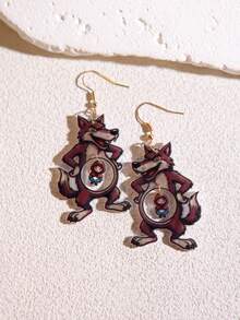 Pink Snail 原创设计手工闪亮树脂狼与女孩耳环，趣味可爱吸睛的垂坠耳环，适合女性、女孩，夏季、冬季、度假、假日、海滩派对佩戴，可作为礼物送给她，也可作为情侣礼物。 - 狼和小女孩 - 查看 9