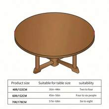 SUNFANS 1pc Round Moroccan Style Vinyl Table Cover, Multiple Colors & Sizes Available, Waterproof Elastic Fitted Tablecloth With Flannel Backing, Wipeable PVC Tablecloth, Suitable For Camping, Indoors & Outdoors - Multicolor - View 5