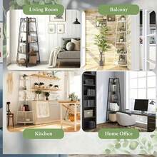 5-Tier Corner Bookshelf - Heavy-Duty Space-Saving Shelf, Modern White Bookcase For Home Office, Living Room, Kitchen, Balcony - Easy Assembly Floor-Standing Storage Organizer - trắng - Xem 5