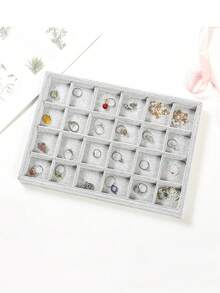 1pc Random Style Jewelry Display Tray For Necklaces, Rings, Earrings, Bracelets - Grey - View 1