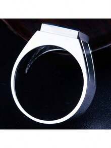 1枚男士时尚奢华个性化蓝色锆石戒指，婚礼订婚派对珠宝礼物 - 銀色 - 查看 5