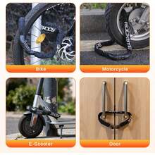 Cerradura de cadena de bicicleta, combinación de 5 dígitos antirrobo para bicicleta eléctrica, motocicleta, scooter, puerta, 6 m - como en la foto - Ver 4
