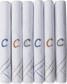 ¡RecomendadoCaruso Italy - Pañuelo de algodón 100% puro con bordado con inicial para hombre, base blanca con borde de color, paquete de 6¡Top de Temporada - Sí-sí - Ver 22