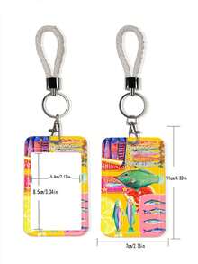 1pc ABS Food Series Lemon & Sardine Pattern Fashion Personalized Cartoon Pull-Type Card Clip Keychain Bag Pendant, Student Wristband Card Clip, Women Student Card Clip, ID Bus Protection Case, Student Campus Card Protection Case - Multicolor - View 5