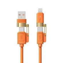 四合一多功能液态硅胶铝合金数据线，支持240W超级快充，USB A/Type-C/Lightning接口，高速数据传输，兼容 17/16/15/14/13/12/11/Xs/Xr/8/7/6、S24 Ultra/S24/S23 Ultra/S23/S22/S21，通用数据线 - 彩色 - 查看 11