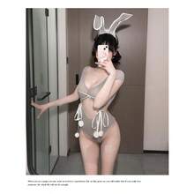 Bunny-Inspired Sheer Mesh Teddy In A Striking Black And Pink Color Scheme, Featuring A Form-Fitting Uniform Design With Adjustable Straps And Playful Accents For A Flirty Roleplay Experience During Couples' Games And Valentine's Celebrations. - 粉紅色網狀兔子 - 查看 2