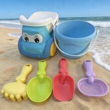 20pcs Kids Beach Toys Set, Including Sand Vehicles, Digging Toys, Beach Buckets, Shovels, Etc. Summer Beach Gift For Children, Suitable For Outdoor Sand Play, Random Colors And Styles. - Multicolor - View 3