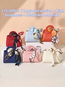 5/10/20pcs High Quality Leather Gift Bags With Bow Tie, Mini Pouches In Multiple Colors, Easy Assembly, Suitable For Weddings, Parties And Various Occasions, Perfect Gifts For Family And Friends (Multiple Styles Available) - Multicolor - View 6