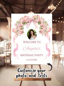 Poster chào mừng hoa lá có thể tùy chỉnh, thêm văn bản và ảnh theo yêu cầu, kích thước lớn phù hợp cho đám cưới, sinh nhật và các dịp khác. - Nhiều màu - Xem 7