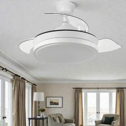  FABRILAMP ABRILA Ventilador DC Bandido 59w Branco 4 pás 107d 5900lm 3500-4000-6500k Controle remoto e temporizador Inclui controle remoto e duas hastes de 10 e 25 centímetros Produtos originais, qualidade confiável