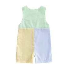 Baby Boy Girl Jesus Loves Me Overall Romper Newborn Christian Outfit Sleeveless Seersucker Bodysuit Baptism Clothes - 青檸色 - 查看 8