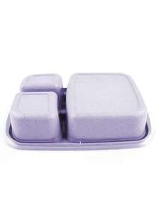3-Compartment Bento Box With Lid, Leak-Proof Food Storage Container, Purple/Transparent Lid - Multicolor - View 4