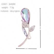 1pc Fashionable Purple Faux Crystal Tulip Brooch, Women Suit Accessory - Tulip Brooch - View 6