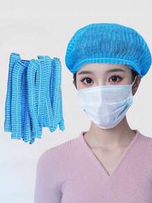 أغطية شعر قابلة للتخلص منها غير منسوجة، قبعات شعر صحية زرقاء، مناسبة للمطاعم والمقاهي والبيئات الخالية من الغبار - A - مشاهدة 3