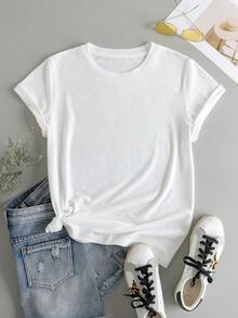 Customizable Plus Size Women's T-Shirt, Perfect Gift For Your Girlfriend Or Wife. Customizable Portrait, Pattern, Pet Or Name. - White - View 4