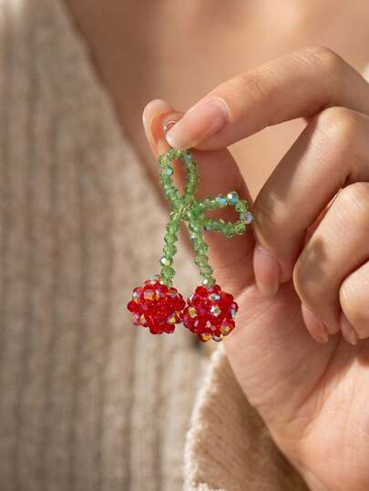 1件装彩色时尚新款水果系列玻璃葡萄樱桃辣椒吊坠，18K镀金，防水防褪色，DIY珠宝配件，项链配件，手链配件，耳环配件，钥匙扣配件，包包配件，女士珠宝配件，钱包配件，小吊坠，礼品