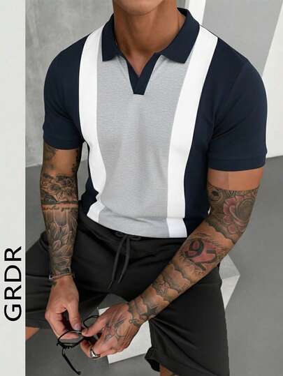  GRDR 男士休闲撞色 Polo 衫，百搭日常穿着，春夏款