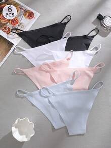 8 chiếc/gói quần lót nữ cạp thấp, không đường may, dây mảnh, gợi cảm. - Nhiều màu - Xem 4