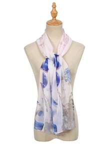 1 chiếc khăn choàng nữ thời trang mới, chất liệu georgette, nhẹ, mềm mại, thoáng khí, dài, thích hợp sử dụng hàng ngày quanh năm. - Xanh đậm - Xem 6