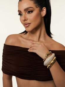 Bộ 3 vòng tay bằng nhựa, Vòng tay dạng vòng tối giản cho nữ, Bộ vòng tay thiết kế cơ bản, Vòng tay xếp chồng Trang sức đeo hàng ngày - Nhiều màu - Xem 3