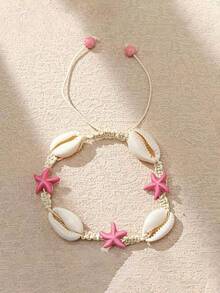 Una pulsera tejida a mano para estudiantes con cuentas, con estilo occidental bohemio de conchas europeas y americanas de estilo oceánico - Multicolor - Ver 11