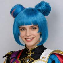 Tóc giả cosplay màu xanh da trời rực rỡ, chịu nhiệt, có mái - Tóc giả dài hai bím tóc tết siêu dài và tóc giả ngắn lệch một bên màu xanh dương với phần đuôi tóc màu tím nhẹ và tóc giả ngắn kiểu búi đôi màu xanh dương với điểm nhấn màu hồng - Hoàn hảo cho trang phục lễ hội, Comic Con, lễ hội hóa trang, sự kiện anime, tiệc theo chủ đề và sử dụng hàng ngày, món quà lý tưởng cho game thủ và người hóa trang. - Nhiều màu - Xem 13