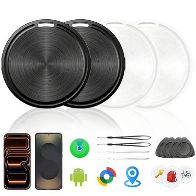 Dual System Smart Tracker Tag | Key Finder & Luggage Tracker For IOS/Android | Replaceable Battery, 1/2/4 Packs | Compatible With Apple Find My & Find Hub For Pets, Backpacks, Suitcases[Black/White]